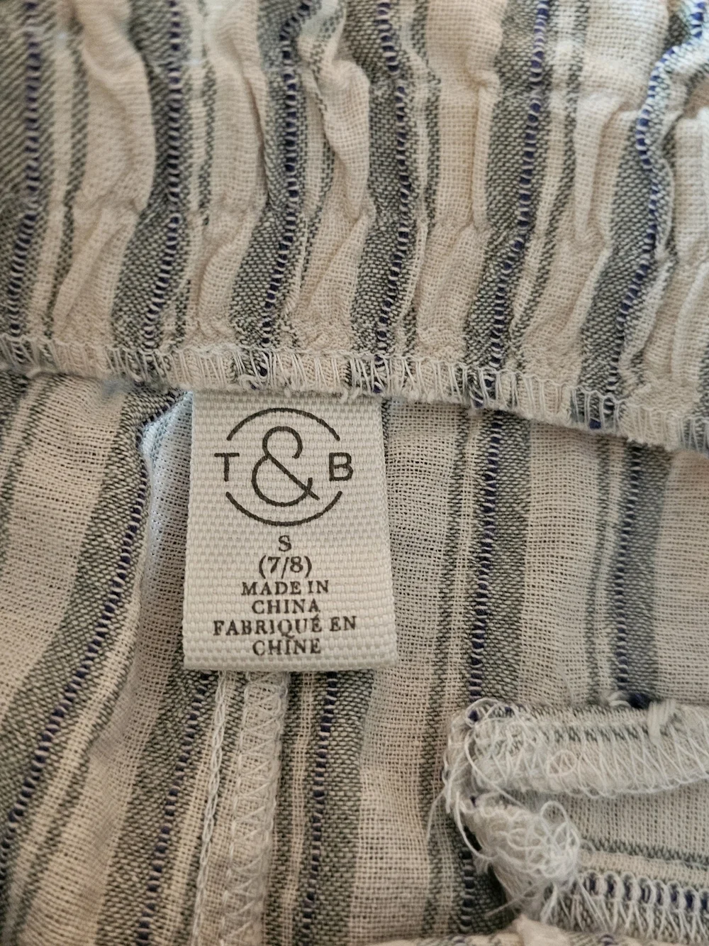 Treasure & Bond Nordstrom Girls Striped Pull On Linen Blend Shorts S 7/8
